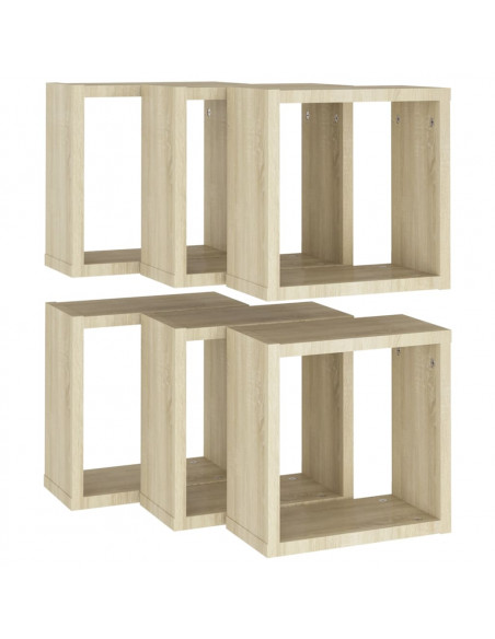 Mensole a Cubo 6 pz Rovere Sonoma 30x15x30 cm