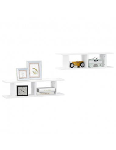 Mensole a Parete 2 pz Bianco 75x18x20 cm in Multistrato