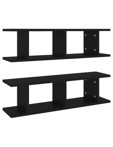 Mensole a Parete 2 pz Nere 75x18x20 cm in Multistrato