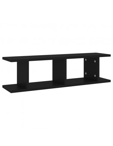 Mensole a Parete 2 pz Nere 75x18x20 cm in Multistrato