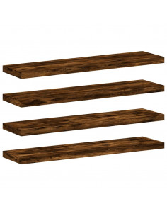 Mensole Parete 4pz Rovere Fumo 40x10x1,5 cm Legno Multistrato 2