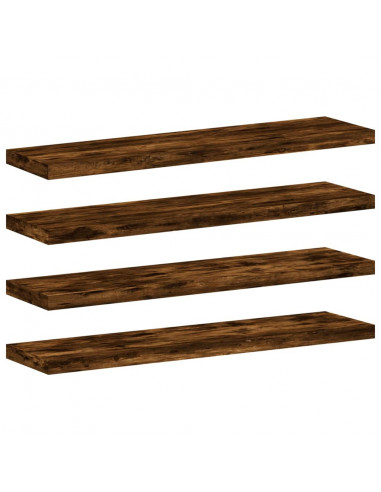 Mensole Parete 4pz Rovere Fumo 40x10x1,5 cm Legno Multistrato