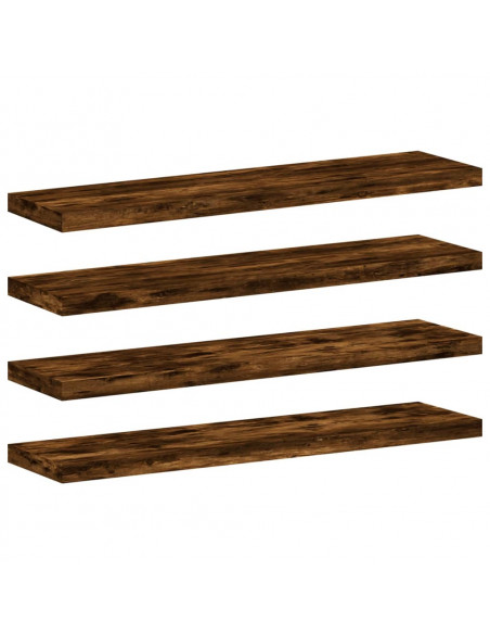 Mensole Parete 4pz Rovere Fumo 40x10x1,5 cm Legno Multistrato