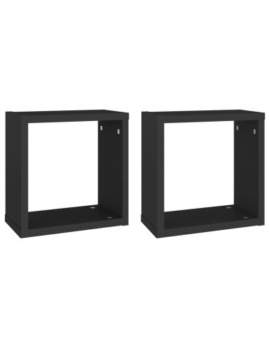 Mensole Parete a Cubo 2 pz Nere 30x15x30 cm