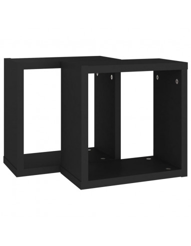 Mensole Parete a Cubo 2 pz Nere 30x15x30 cm