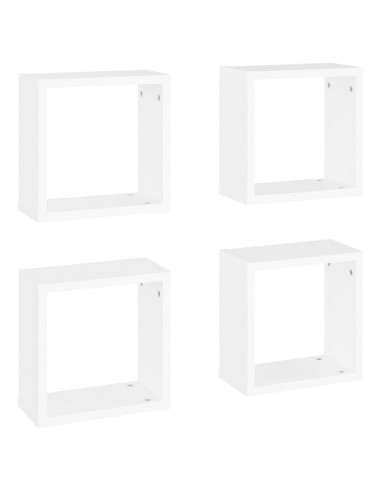 Mensole Parete a Cubo 4 pz Bianche 30x15x30 cm