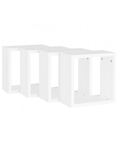 Mensole Parete a Cubo 4 pz Bianche 30x15x30 cm
