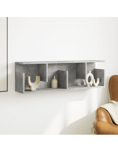 Mobile a Parete 100x20x30cm Grigio Cemento in Legno Multistrato