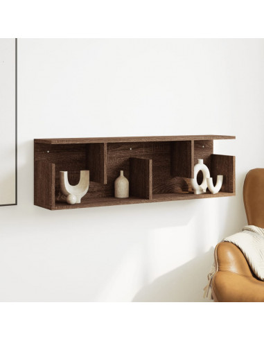 Mobile a Parete 100x20x30cm Rovere Marrone in Legno Multistrato