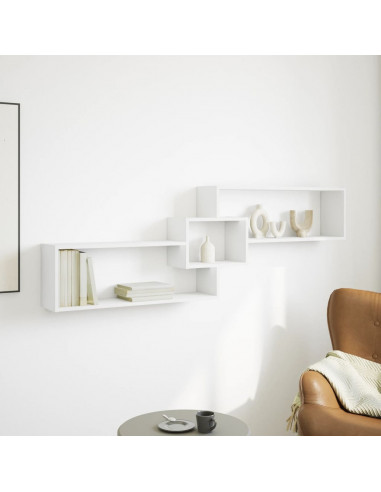 Mobile a Parete 158x18x53 cm Bianco in Legno Multistrato