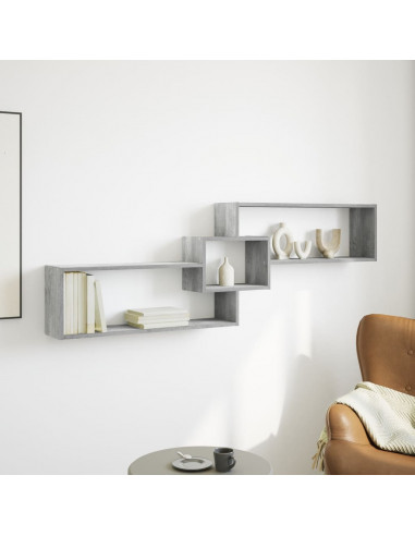 Mobile a Parete 158x18x53cm Grigio Cemento in Legno Multistrato