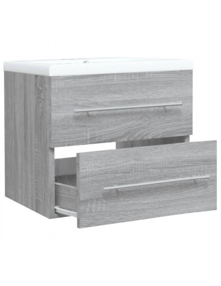 Mobile Bagno e Lavabo Integrato Grigio Sonoma Legno Multistrato