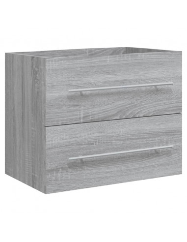 Mobile Bagno e Lavabo Integrato Grigio Sonoma Legno Multistrato