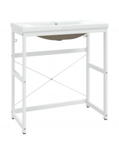 Telaio per Lavabo da Bagno con Lavabo Integrato Bianco in Ferro 2