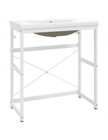 Telaio per Lavabo da Bagno con Lavabo Integrato Bianco in Ferro