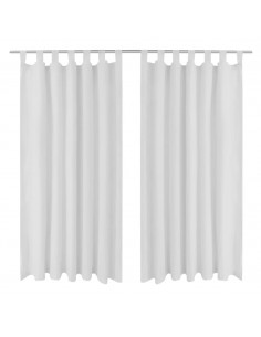 Tende in Micro-Raso Bianche 2 pz con Occhielli 140 x 175 cm 2