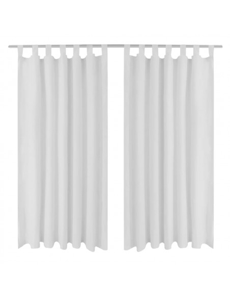 Tende in Micro-Raso Bianche 2 pz con Occhielli 140 x 175 cm