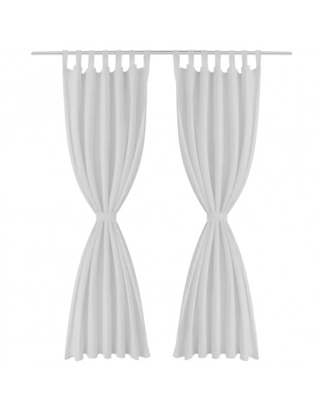 Tende in Micro-Raso Bianche 2 pz con Occhielli 140 x 175 cm