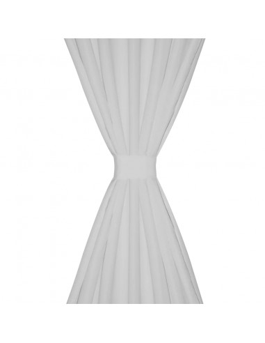 Tende in Micro-Raso Bianche 2 pz con Occhielli 140 x 175 cm