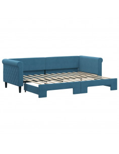 Divano Letto con Letto Estraibile Blu 80x200 cm in Velluto 2