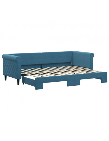 Divano Letto con Letto Estraibile Blu 80x200 cm in Velluto