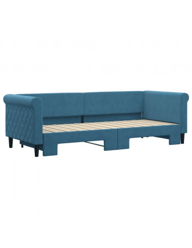 Divano Letto con Letto Estraibile Blu 80x200 cm in Velluto