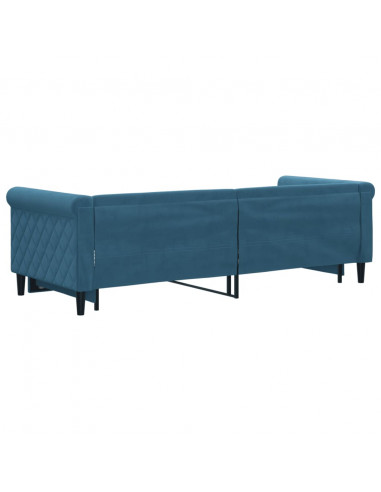 Divano Letto con Letto Estraibile Blu 80x200 cm in Velluto