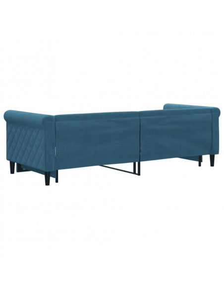 Divano Letto con Letto Estraibile Blu 80x200 cm in Velluto