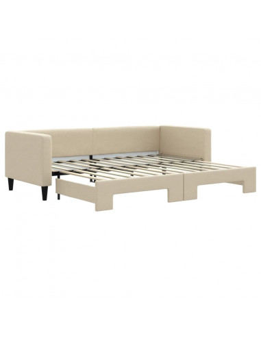 Divano Letto con Letto Estraibile Crema 80x200 cm Tessuto