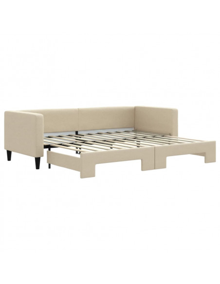 Divano Letto con Letto Estraibile Crema 80x200 cm Tessuto