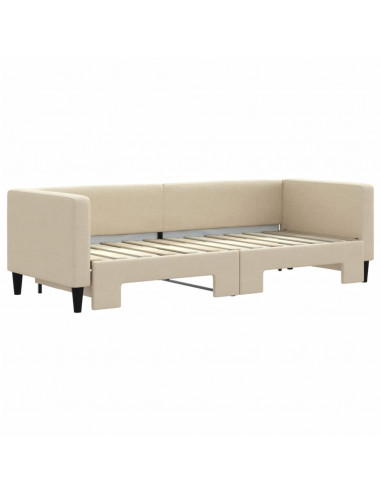 Divano Letto con Letto Estraibile Crema 80x200 cm Tessuto