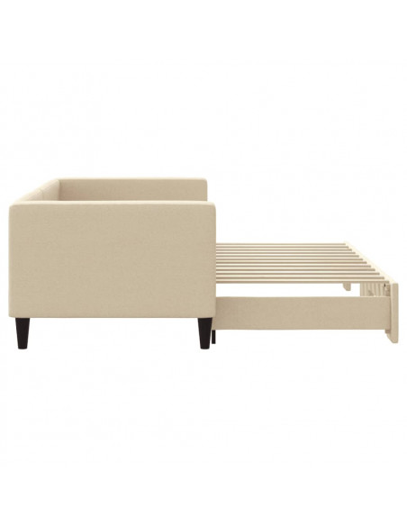Divano Letto con Letto Estraibile Crema 80x200 cm Tessuto