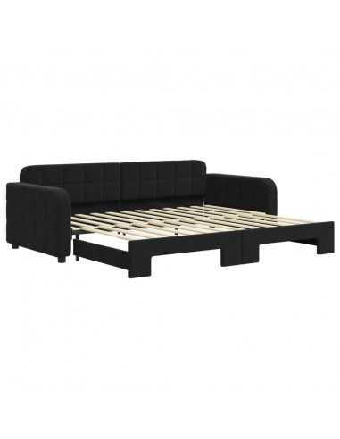 Divano Letto con Letto Estraibile Nero 90x200 cm in Velluto