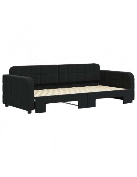 Divano Letto con Letto Estraibile Nero 90x200 cm in Velluto