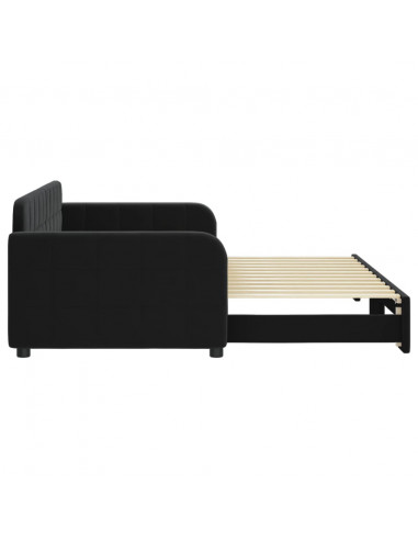 Divano Letto con Letto Estraibile Nero 90x200 cm in Velluto