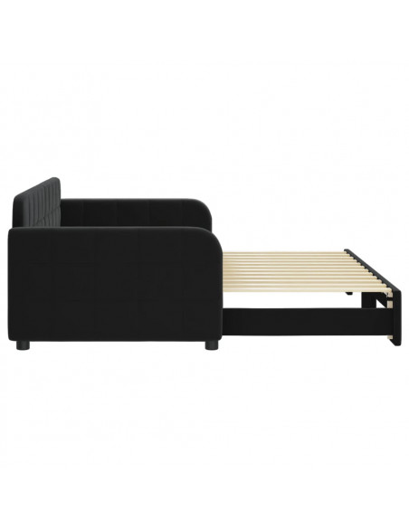 Divano Letto con Letto Estraibile Nero 90x200 cm in Velluto