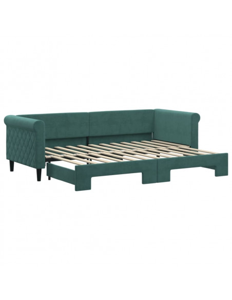 Divano Letto con Letto Estraibile Verde Scuro 80x200cm Velluto