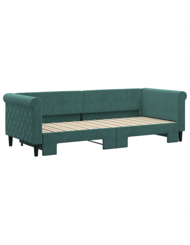 Divano Letto con Letto Estraibile Verde Scuro 80x200cm Velluto