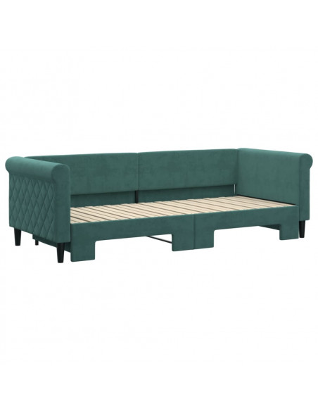 Divano Letto con Letto Estraibile Verde Scuro 80x200cm Velluto