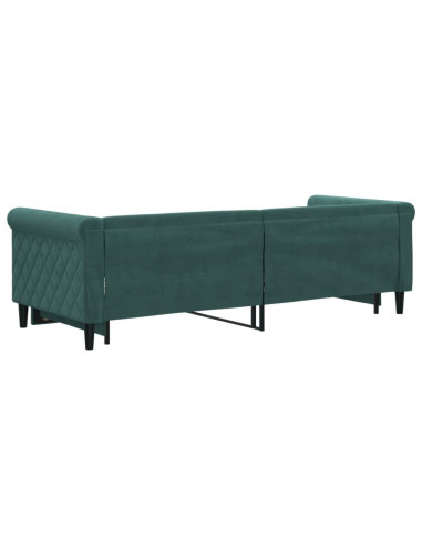 Divano Letto con Letto Estraibile Verde Scuro 80x200cm Velluto