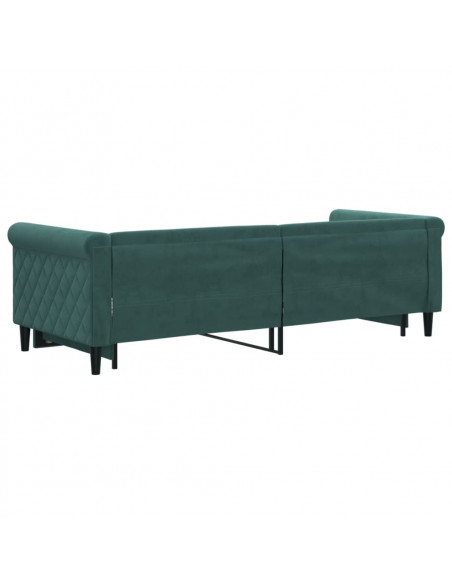 Divano Letto con Letto Estraibile Verde Scuro 80x200cm Velluto