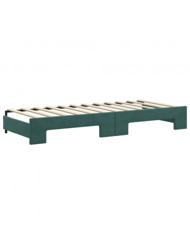 Divano Letto Estraibile Cassetti Verde Scuro 80x200cm Velluto