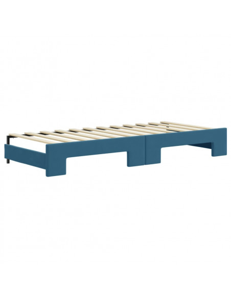 Divano Letto Estraibile con Cassetti Blu 80x200 cm in Velluto