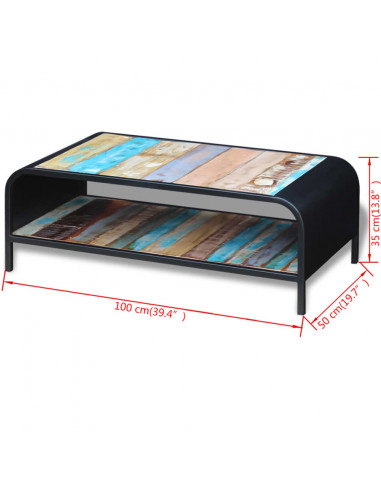 Tavolino da Salotto in Legno Massello di Recupero