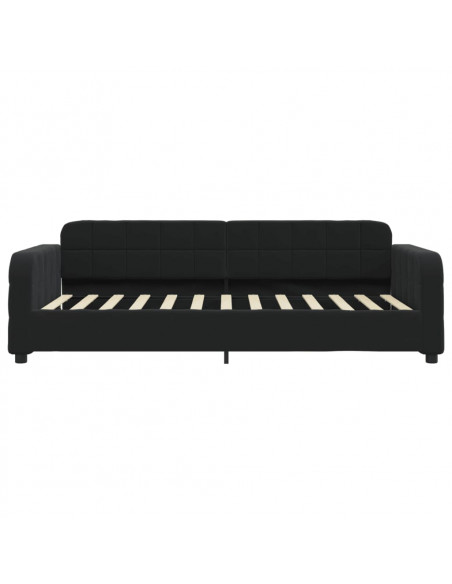 Divano Letto Estraibile con Cassetti Nero 90x200 cm in Velluto