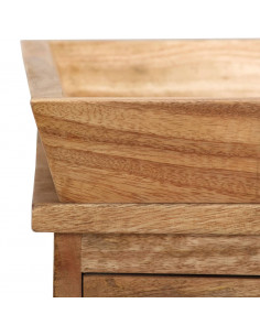 Tavolino da Salotto in Legno Massello di Mango 65x40x76 cm 2