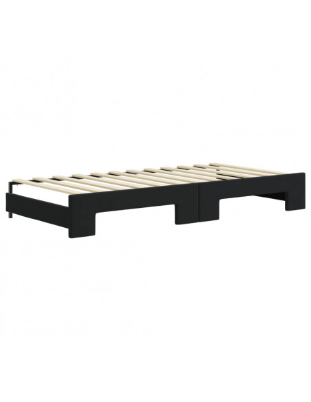 Divano Letto Estraibile con Cassetti Nero 90x200 cm in Velluto