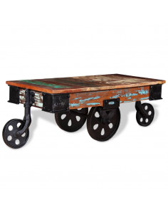 Tavolino da Salotto in Legno di Recupero 90x45x35 cm 2