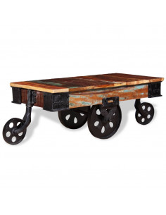 Tavolino da Salotto in Legno di Recupero 90x45x35 cm 2