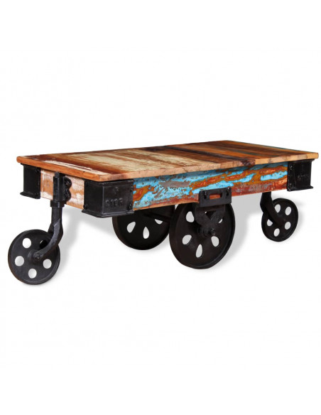 Tavolino da Salotto in Legno di Recupero 90x45x35 cm